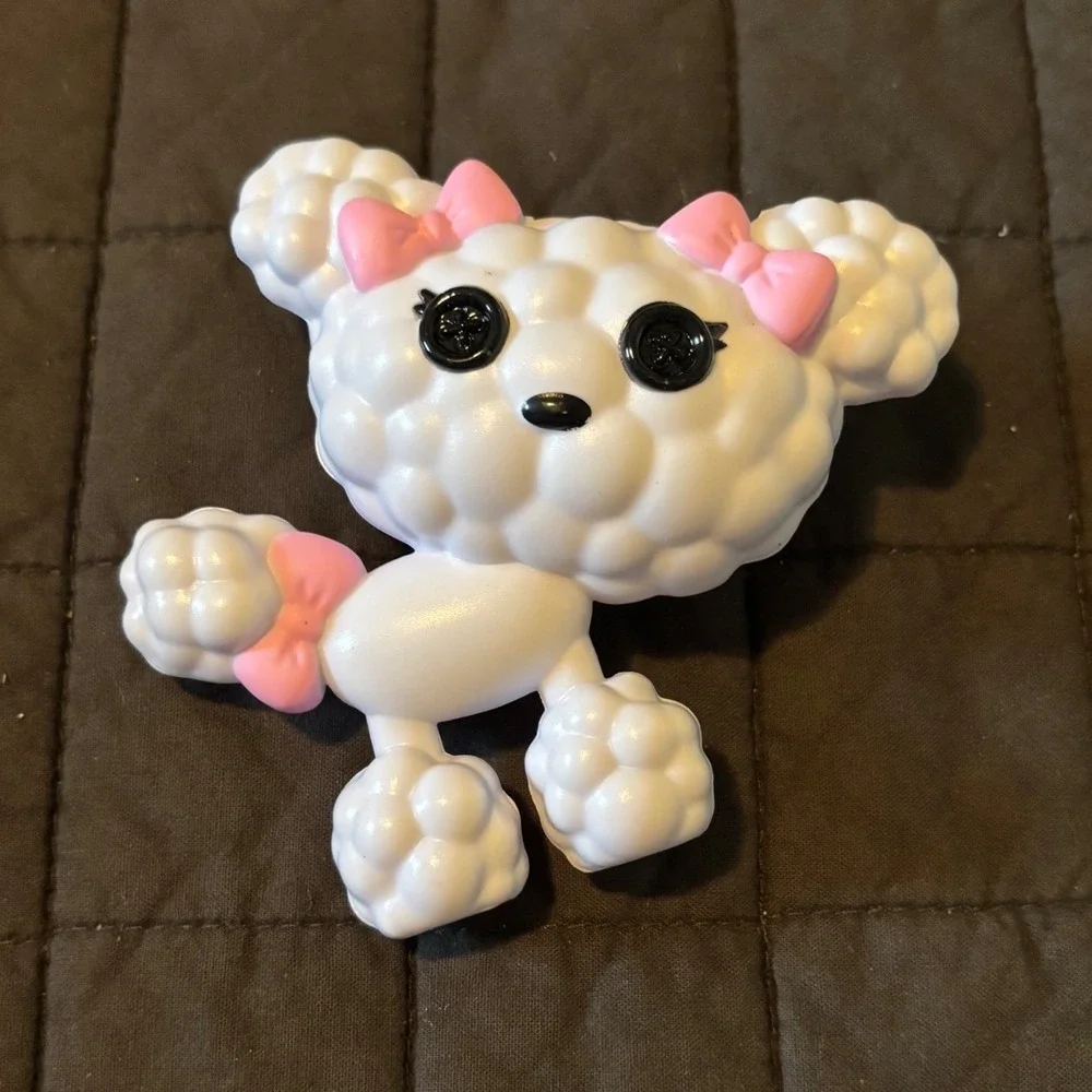MGA Lalaloopsy Pet Poodle White Bubble Cloud Figure Pink Bows Button Eyes 2012
